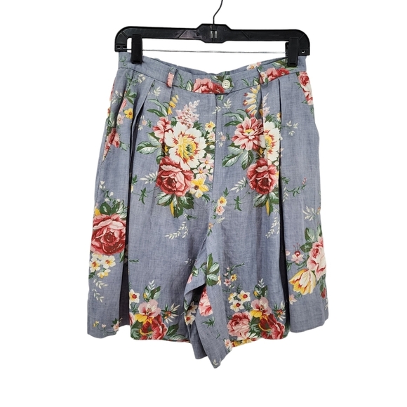 Lauren Ralph Lauren Floral High Waist Shorts - Blue and Red - Picture 1 of 7